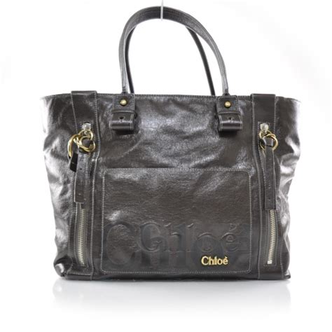 CHLOE Leather Eclipse Tote Brown 26947 